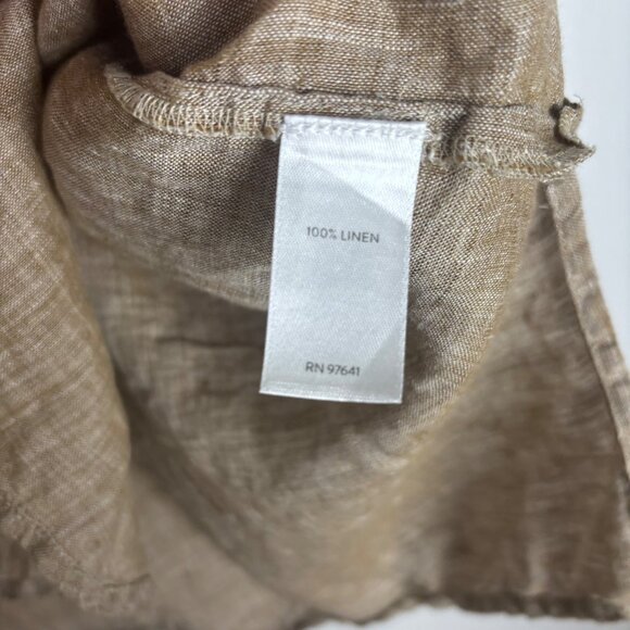 Love Linen Long-Sleeve Button-Up Shirt Brown M Layering Clean Minimalist - Picture 3 of 5